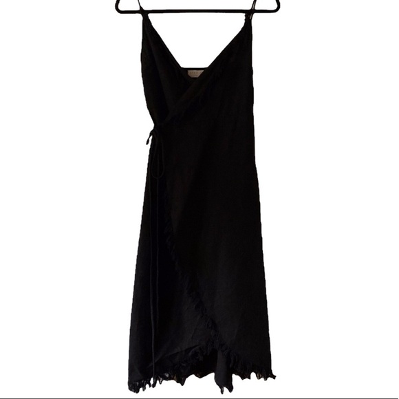 Steele. Linen Blend Fringe Detailed Wrap Dress - Picture 6 of 7